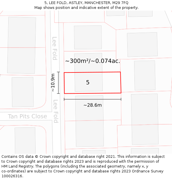 5, LEE FOLD, ASTLEY, MANCHESTER, M29 7FQ: Plot and title map