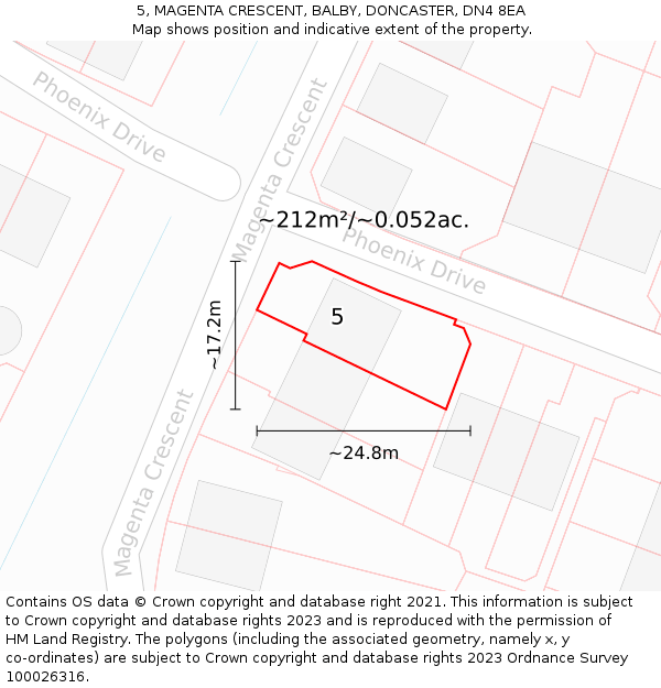 5, MAGENTA CRESCENT, BALBY, DONCASTER, DN4 8EA: Plot and title map