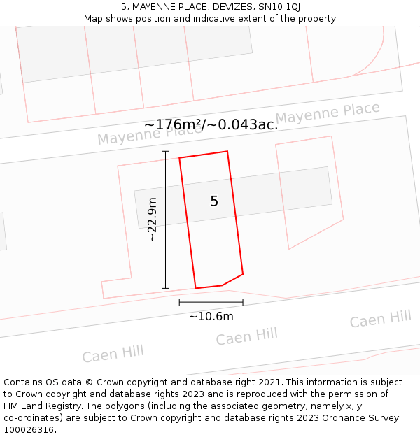 5, MAYENNE PLACE, DEVIZES, SN10 1QJ: Plot and title map