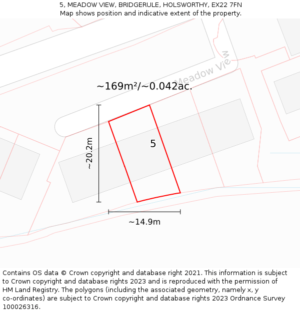5, MEADOW VIEW, BRIDGERULE, HOLSWORTHY, EX22 7FN: Plot and title map