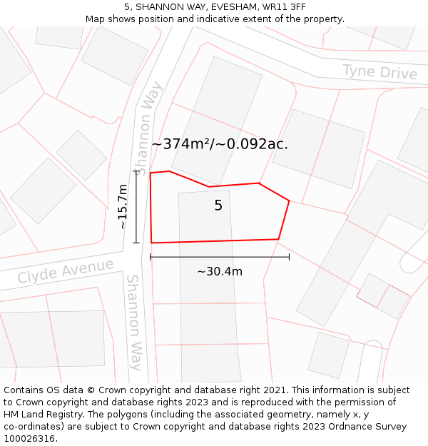 5, SHANNON WAY, EVESHAM, WR11 3FF: Plot and title map