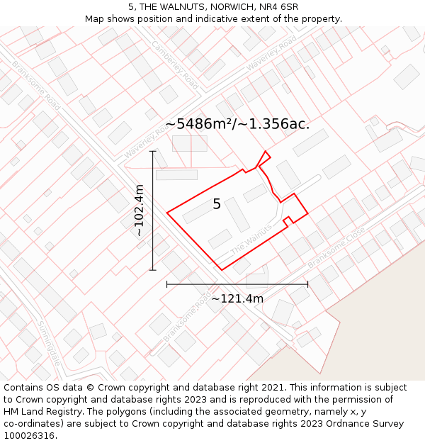 5, THE WALNUTS, NORWICH, NR4 6SR: Plot and title map