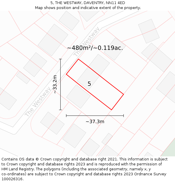5, THE WESTWAY, DAVENTRY, NN11 4ED: Plot and title map