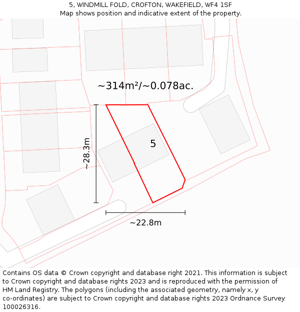 5, WINDMILL FOLD, CROFTON, WAKEFIELD, WF4 1SF: Plot and title map