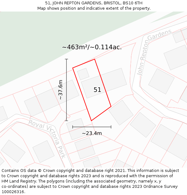 51, JOHN REPTON GARDENS, BRISTOL, BS10 6TH: Plot and title map