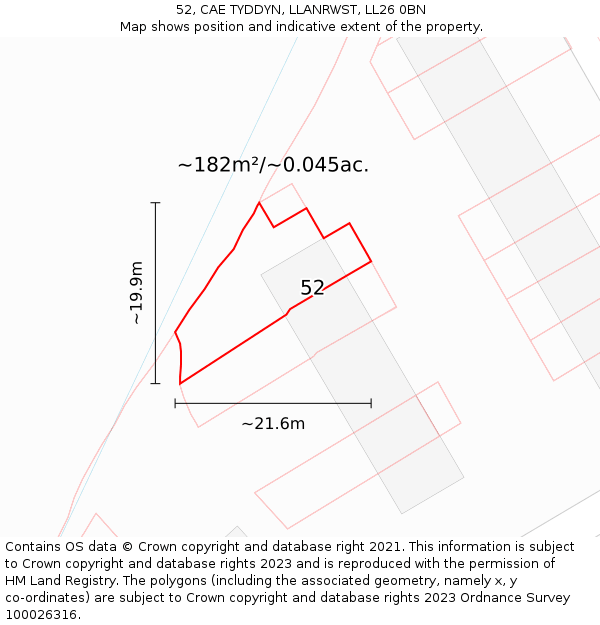 52, CAE TYDDYN, LLANRWST, LL26 0BN: Plot and title map