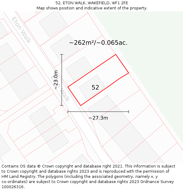 52, ETON WALK, WAKEFIELD, WF1 2FE: Plot and title map