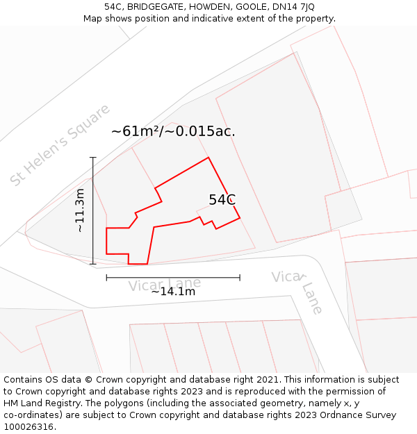 54C, BRIDGEGATE, HOWDEN, GOOLE, DN14 7JQ: Plot and title map