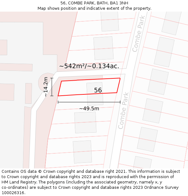 56, COMBE PARK, BATH, BA1 3NH: Plot and title map
