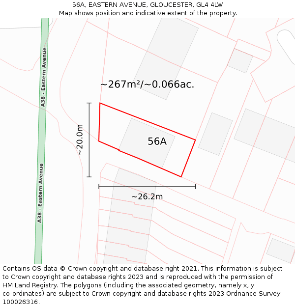 56A, EASTERN AVENUE, GLOUCESTER, GL4 4LW: Plot and title map
