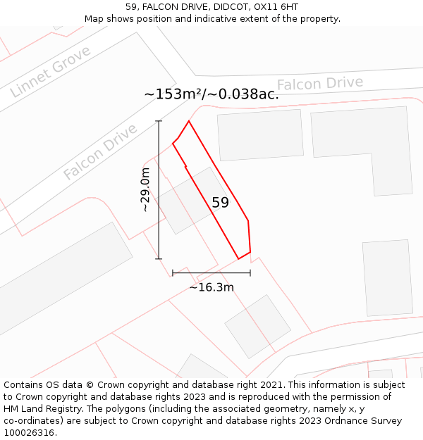 59, FALCON DRIVE, DIDCOT, OX11 6HT: Plot and title map