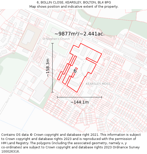 6, BOLLIN CLOSE, KEARSLEY, BOLTON, BL4 8PG: Plot and title map