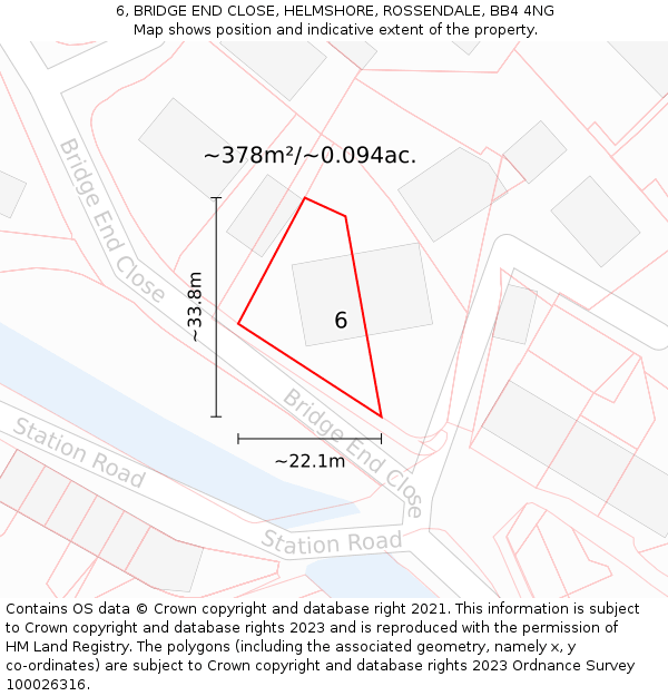 6, BRIDGE END CLOSE, HELMSHORE, ROSSENDALE, BB4 4NG: Plot and title map
