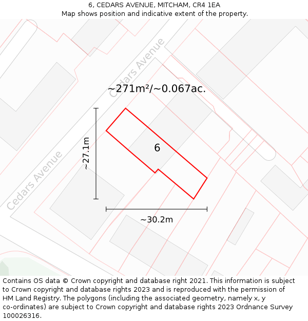 6, CEDARS AVENUE, MITCHAM, CR4 1EA: Plot and title map