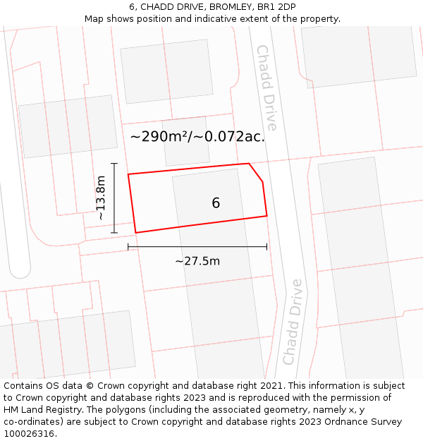 6, CHADD DRIVE, BROMLEY, BR1 2DP: Plot and title map