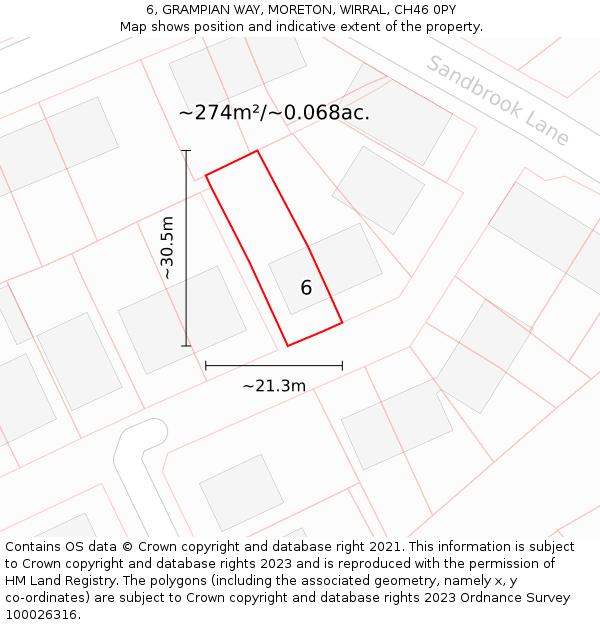 6, GRAMPIAN WAY, MORETON, WIRRAL, CH46 0PY: Plot and title map