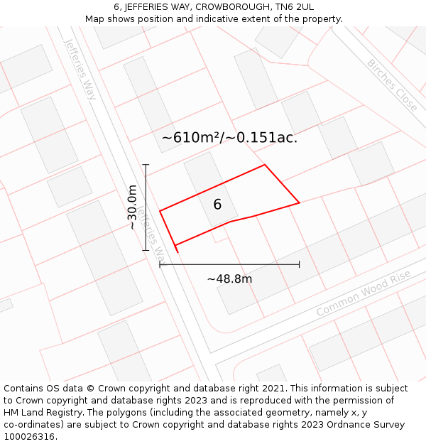 6, JEFFERIES WAY, CROWBOROUGH, TN6 2UL: Plot and title map
