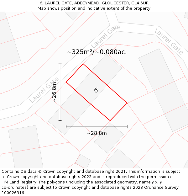 6, LAUREL GATE, ABBEYMEAD, GLOUCESTER, GL4 5UR: Plot and title map