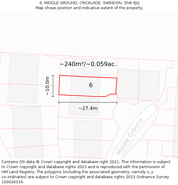 6, MIDDLE GROUND, CRICKLADE, SWINDON, SN6 6JQ: Plot and title map
