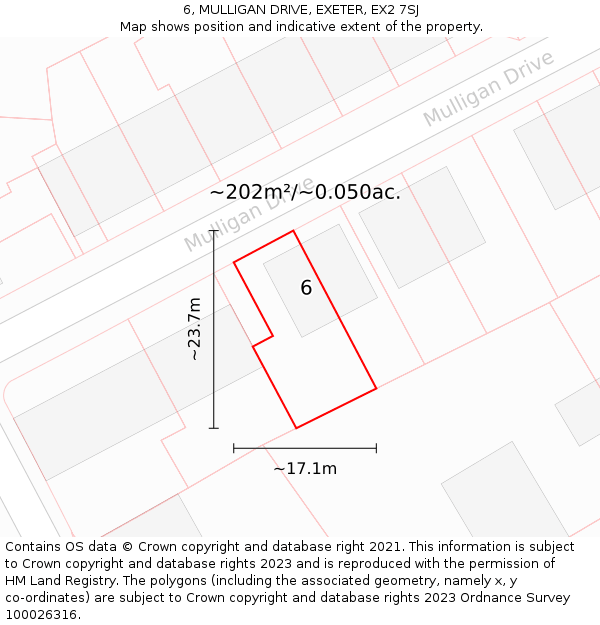 6, MULLIGAN DRIVE, EXETER, EX2 7SJ: Plot and title map