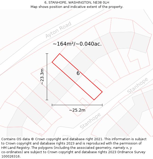 6, STANHOPE, WASHINGTON, NE38 0LH: Plot and title map