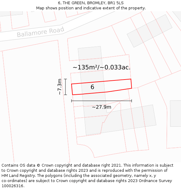 6, THE GREEN, BROMLEY, BR1 5LS: Plot and title map