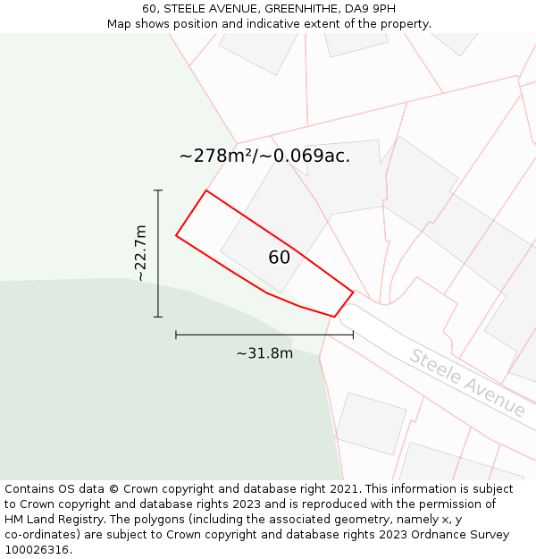 60, STEELE AVENUE, GREENHITHE, DA9 9PH: Plot and title map