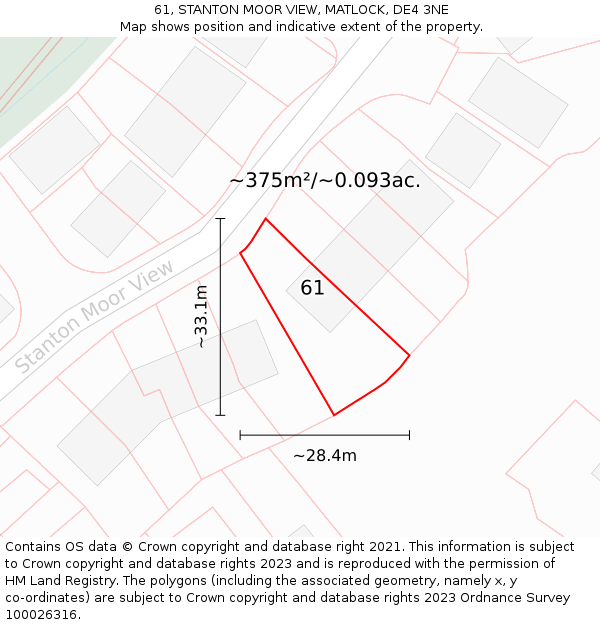 61, STANTON MOOR VIEW, MATLOCK, DE4 3NE: Plot and title map