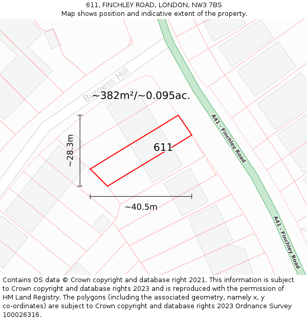 611, FINCHLEY ROAD, LONDON, NW3 7BS: Plot and title map