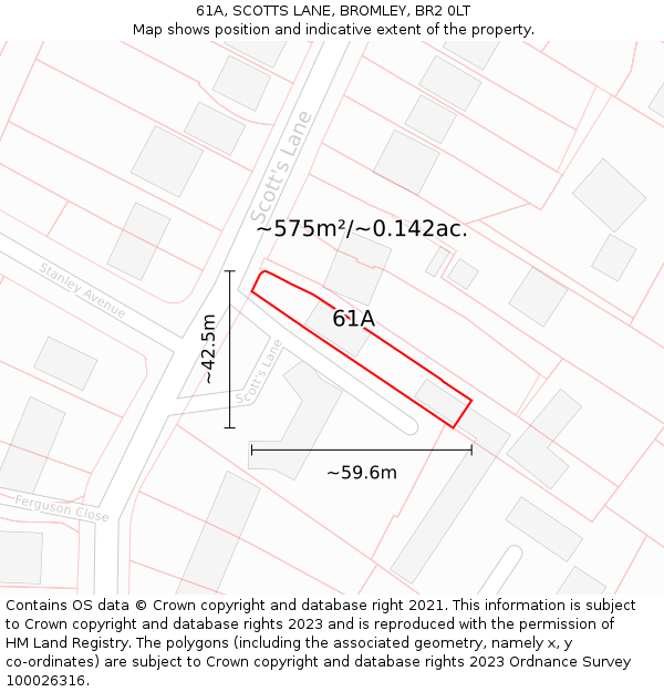 61A, SCOTTS LANE, BROMLEY, BR2 0LT: Plot and title map