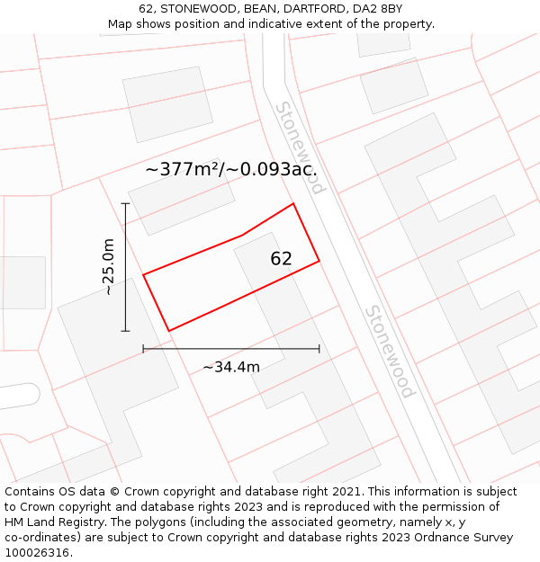 62, STONEWOOD, BEAN, DARTFORD, DA2 8BY: Plot and title map