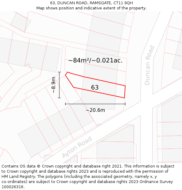 63, DUNCAN ROAD, RAMSGATE, CT11 9QH: Plot and title map