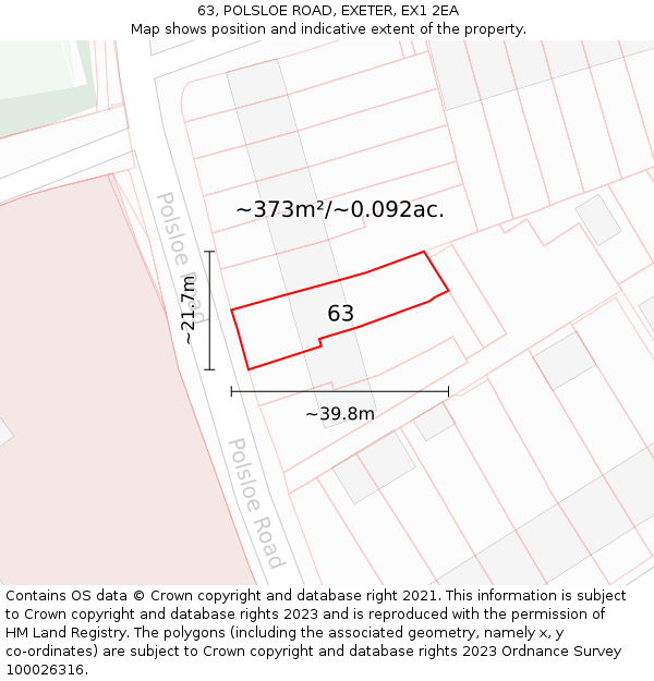63, POLSLOE ROAD, EXETER, EX1 2EA: Plot and title map
