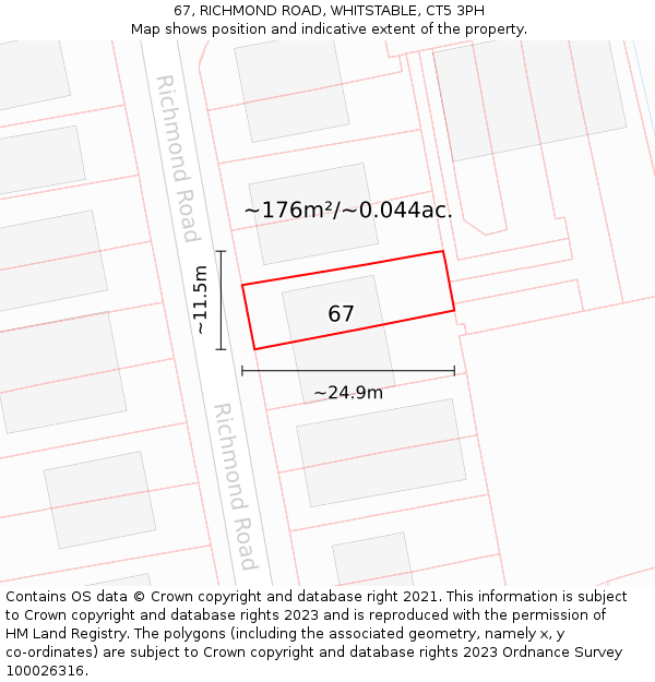 67, RICHMOND ROAD, WHITSTABLE, CT5 3PH: Plot and title map