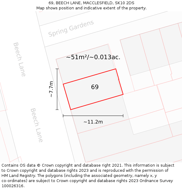 69, BEECH LANE, MACCLESFIELD, SK10 2DS: Plot and title map