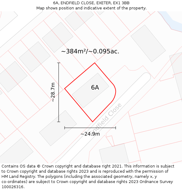 6A, ENDFIELD CLOSE, EXETER, EX1 3BB: Plot and title map