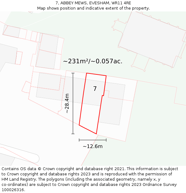7, ABBEY MEWS, EVESHAM, WR11 4RE: Plot and title map