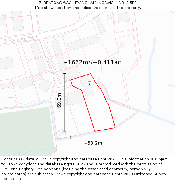 7, BENTONS WAY, HEVINGHAM, NORWICH, NR10 5RP: Plot and title map