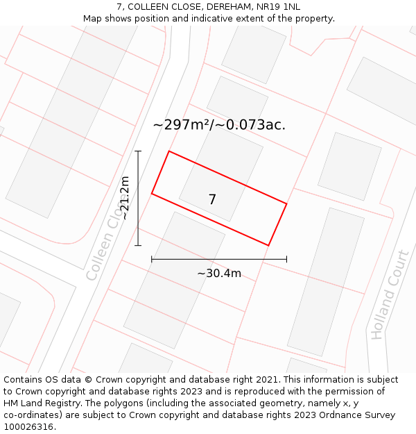 7, COLLEEN CLOSE, DEREHAM, NR19 1NL: Plot and title map