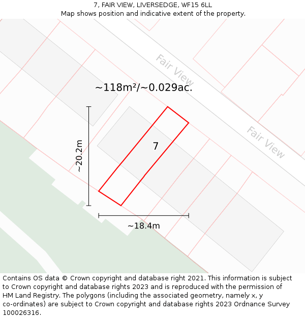 7, FAIR VIEW, LIVERSEDGE, WF15 6LL: Plot and title map
