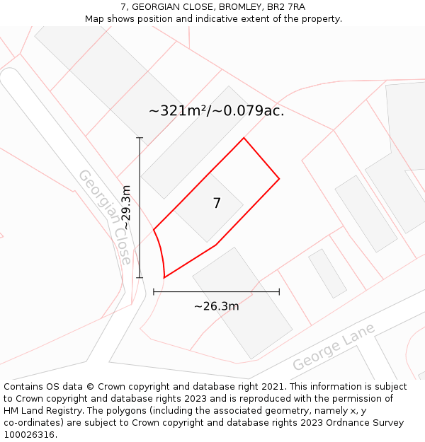 7, GEORGIAN CLOSE, BROMLEY, BR2 7RA: Plot and title map