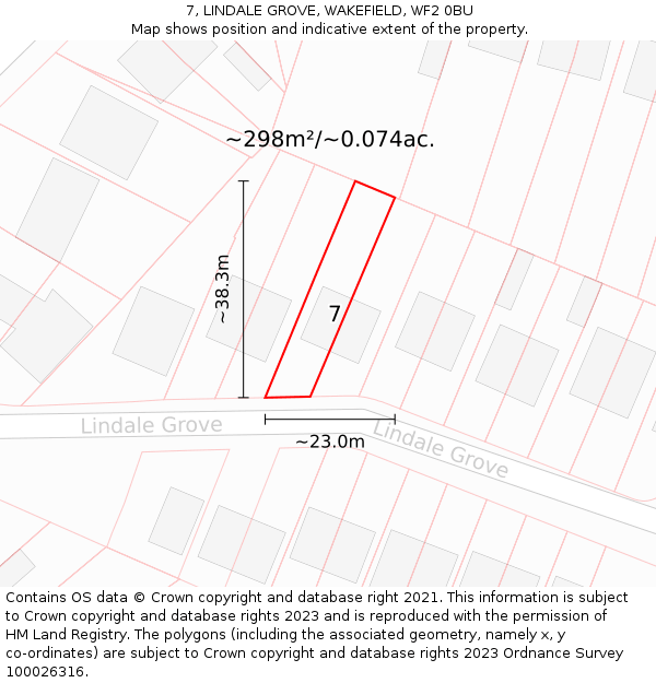 7, LINDALE GROVE, WAKEFIELD, WF2 0BU: Plot and title map