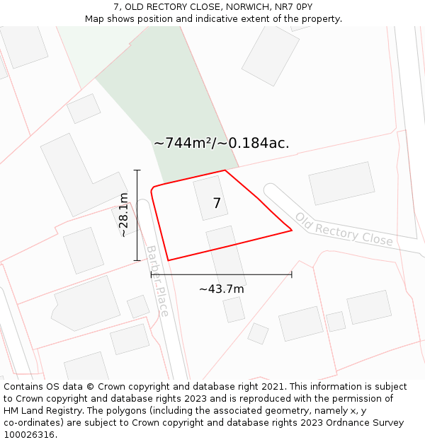 7, OLD RECTORY CLOSE, NORWICH, NR7 0PY: Plot and title map