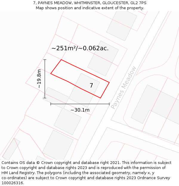 7, PAYNES MEADOW, WHITMINSTER, GLOUCESTER, GL2 7PS: Plot and title map
