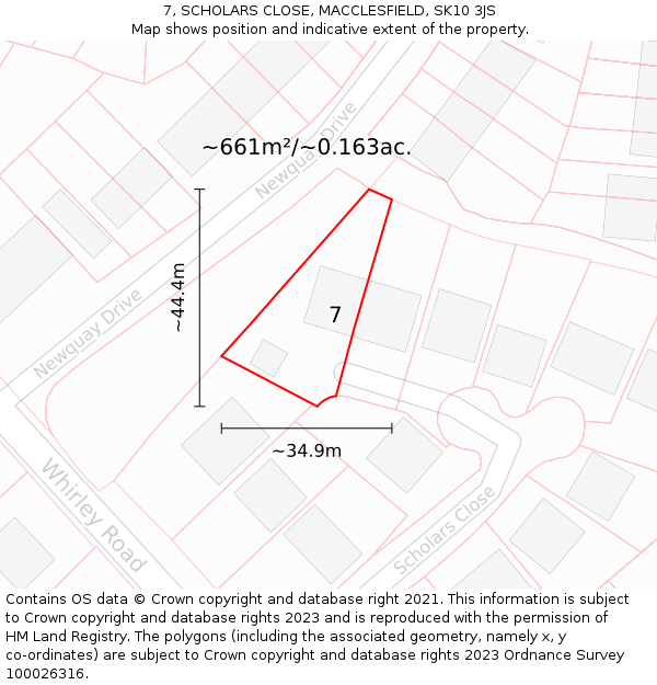 7, SCHOLARS CLOSE, MACCLESFIELD, SK10 3JS: Plot and title map