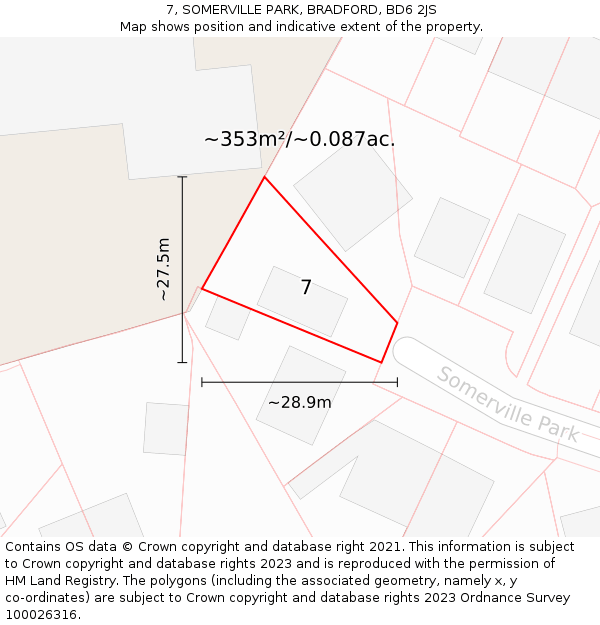 7, SOMERVILLE PARK, BRADFORD, BD6 2JS: Plot and title map
