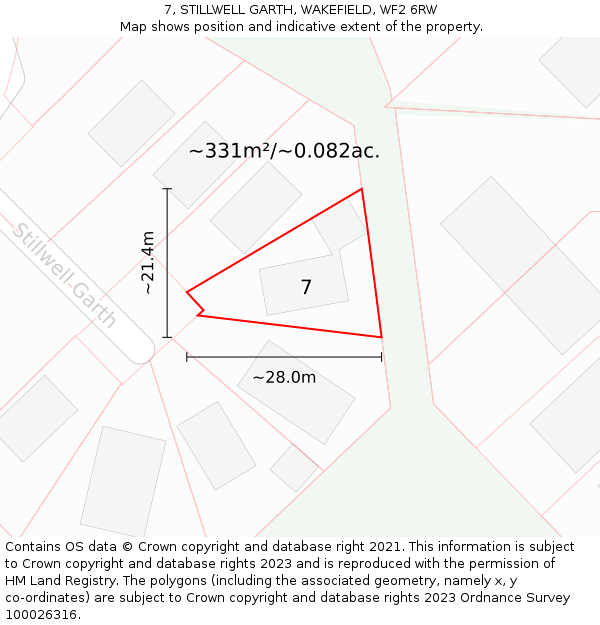 7, STILLWELL GARTH, WAKEFIELD, WF2 6RW: Plot and title map
