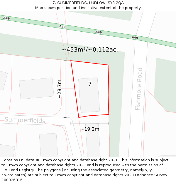 7, SUMMERFIELDS, LUDLOW, SY8 2QA: Plot and title map