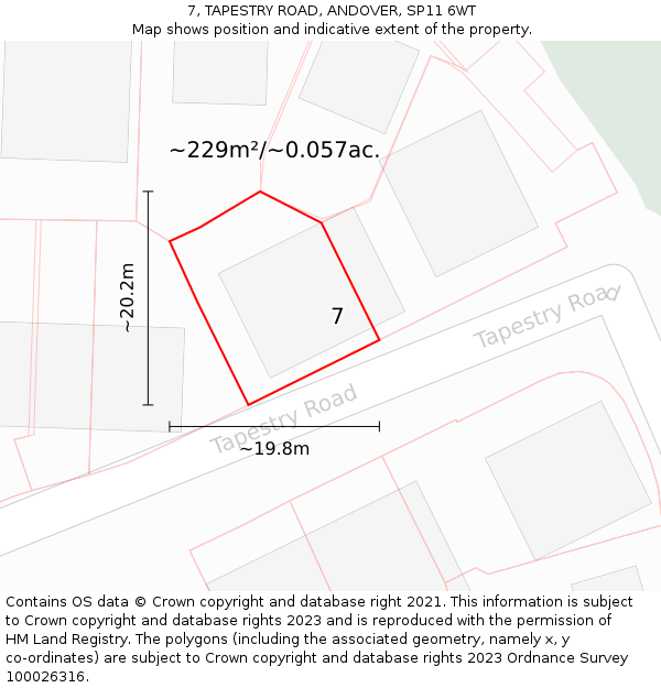 7, TAPESTRY ROAD, ANDOVER, SP11 6WT: Plot and title map