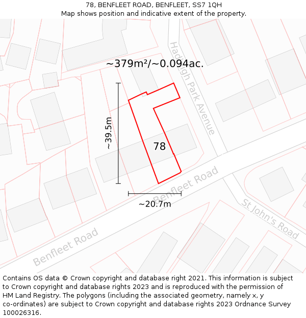 78, BENFLEET ROAD, BENFLEET, SS7 1QH: Plot and title map